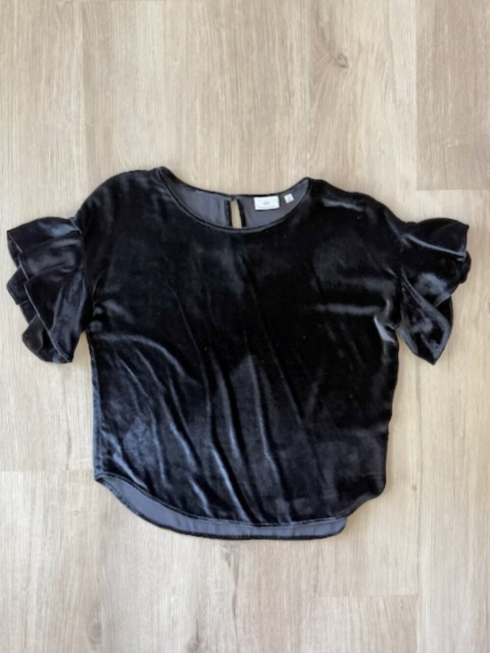 AG Velvet Ruffle Sleeve Top XS Silk Blend *runs generous